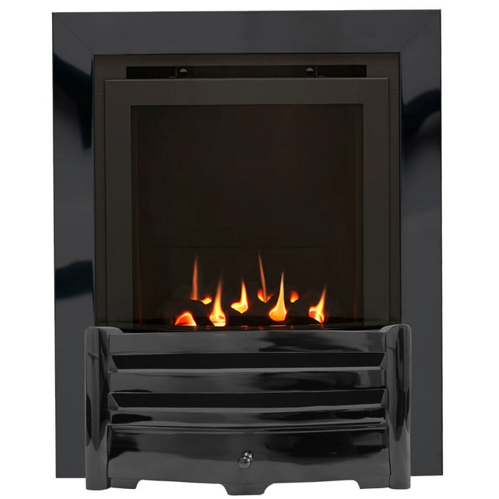 The Aviva Slimline HE Gas Fire with Nickel Trim and Nickel Fret - Siroccofires.com